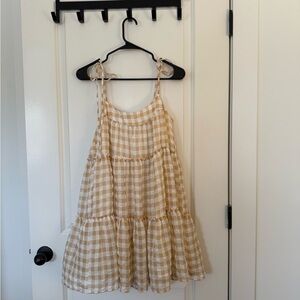 Charming Cream Checkered Dress